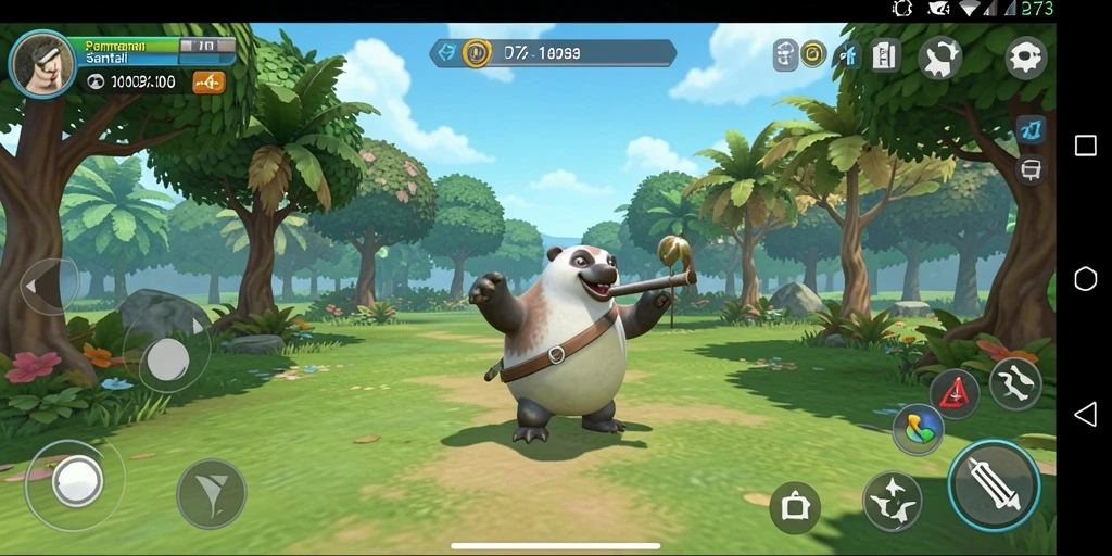 Screenshot D73 menunjukkan gameplay yang penuh warna dan menyenangkan.