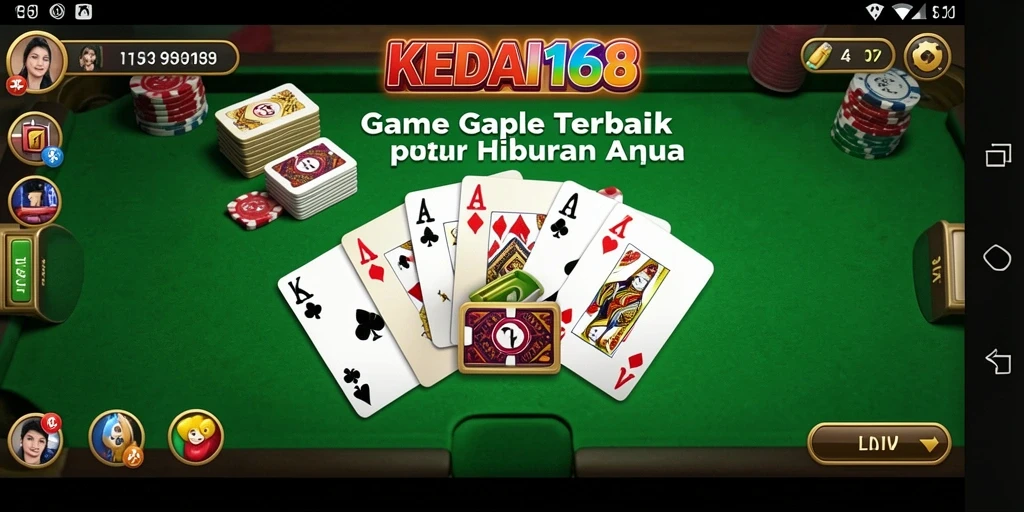 Screenshot KEDAI168 menampilkan gameplay Gaple yang seru.