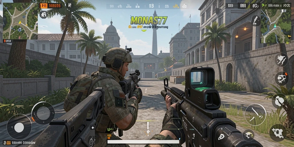 Gameplay mendebarkan di MONAS77 dengan aksi FPS intens.