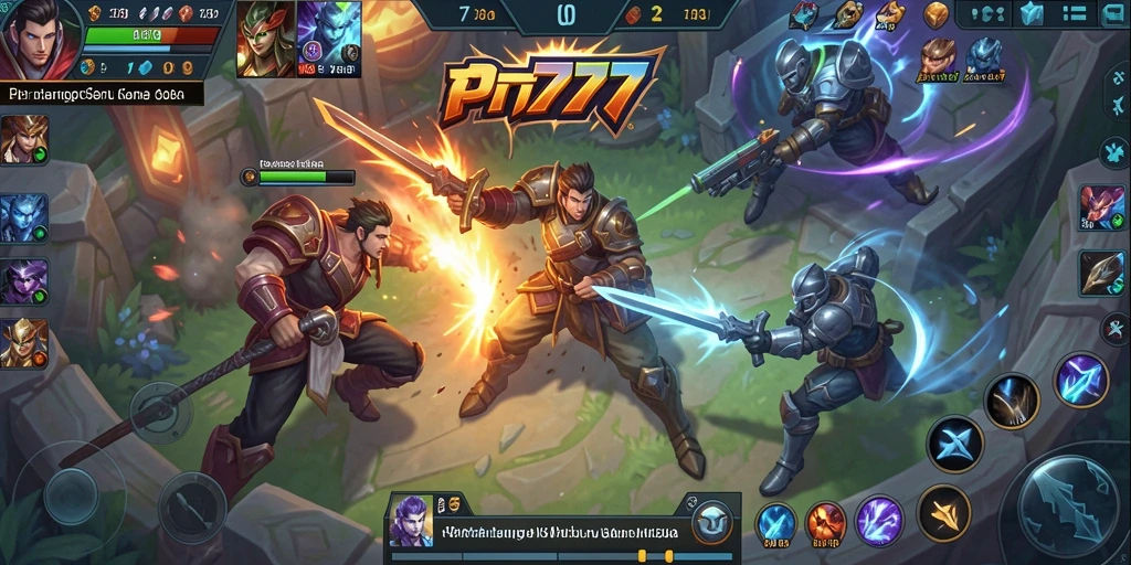 Tampilan seru pertarungan dalam game MOBA PT777.