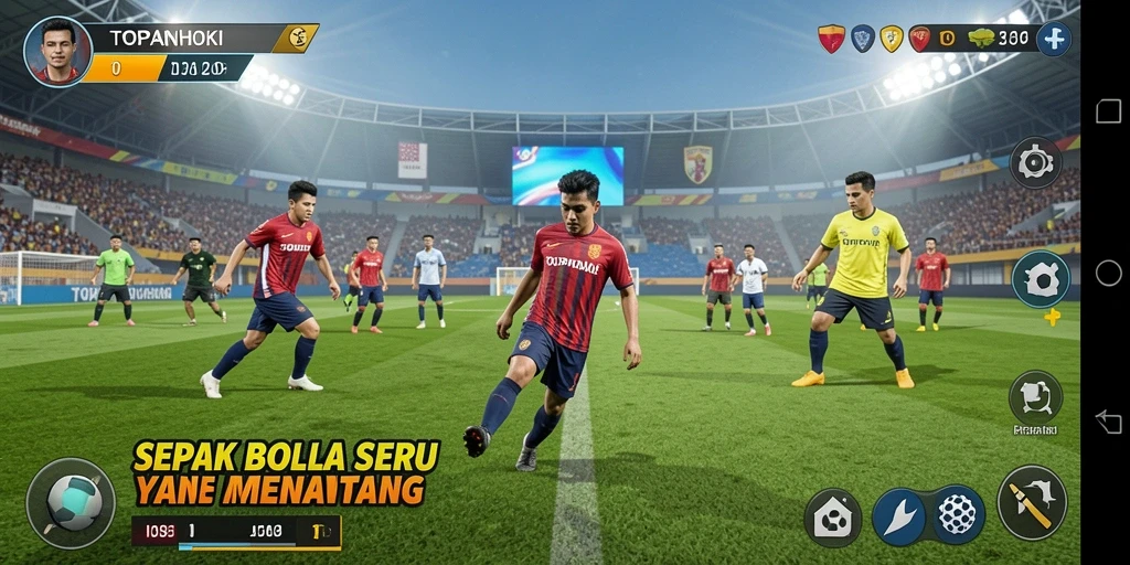 Tampilan gameplay fantastis dari game sepak bola TOPANHOKI.
